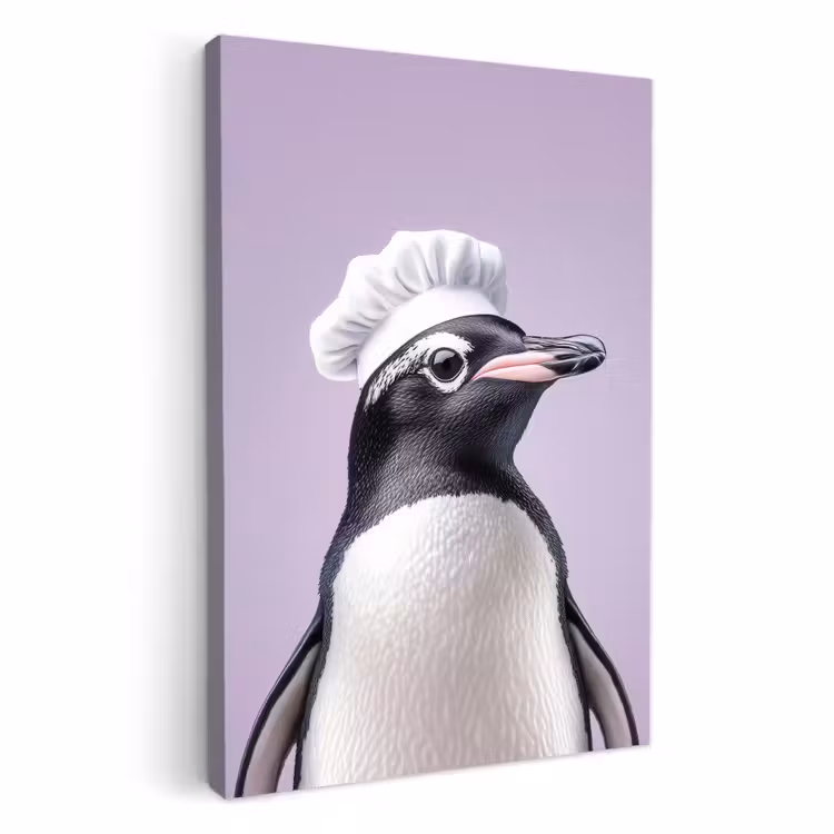 KitchenYeah - Küche - Leinwand - Pinguin - Kochmütze - Lieb - Lila — 3