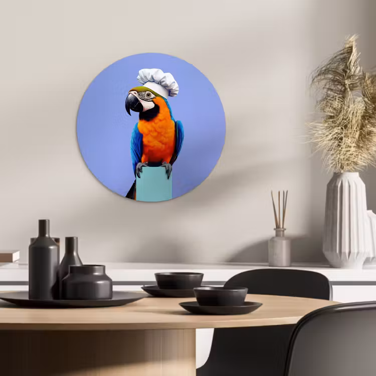 Runde Bilder - Papagei - Kochmütze - Vogel - Spaß — 3