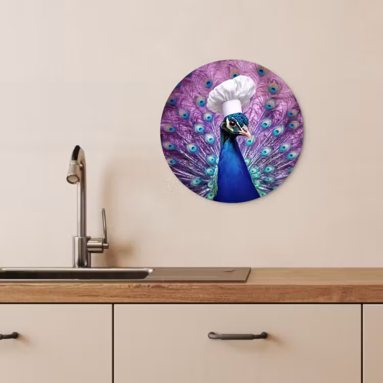 Runde Bilder - Pfau - Kochmütze - Cool - Lila — 2