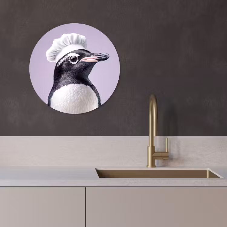 Runde Bilder - Pinguin - Kochmütze - Süß - Lila — 3