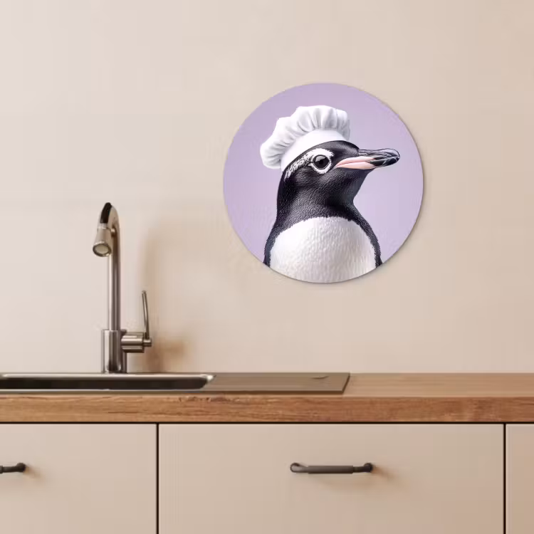 Runde Bilder - Pinguin - Kochmütze - Süß - Lila — 4