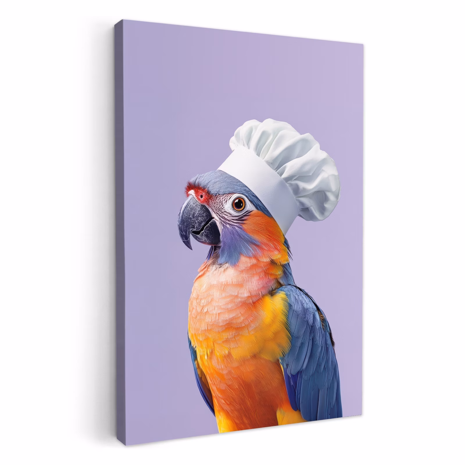 KitchenYeah - Küche - Leinwand - Papagei - Kochmütze - Lila - Süß — 1