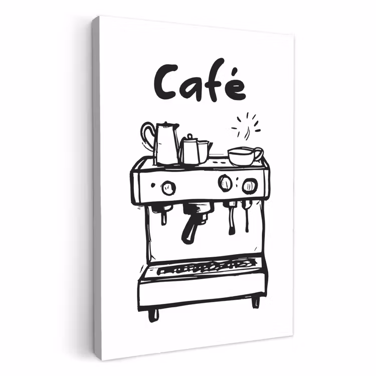 Leinwandbilder - Illustration - Cafe - Kaffeemaschine - Tassen — 1