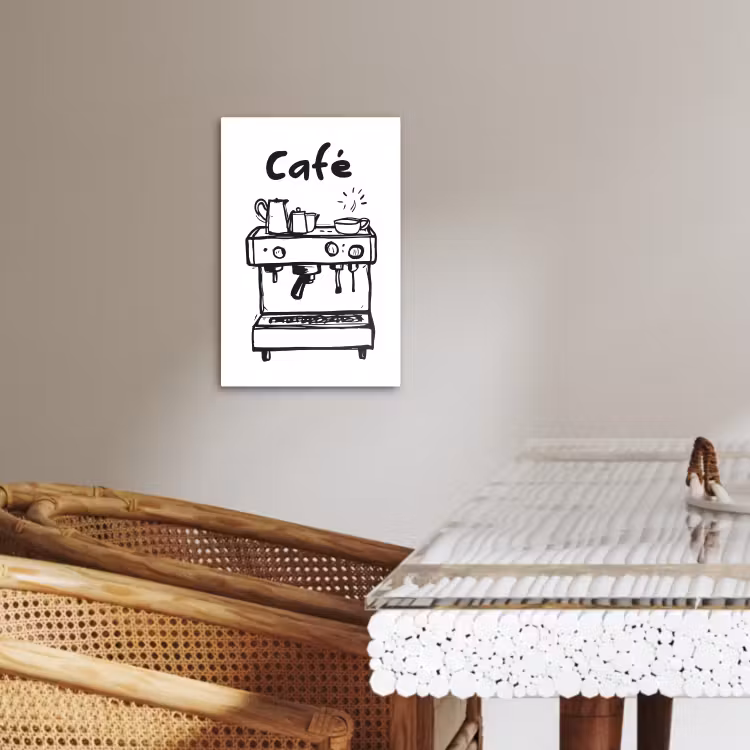 Leinwandbilder - Illustration - Cafe - Kaffeemaschine - Tassen — 4