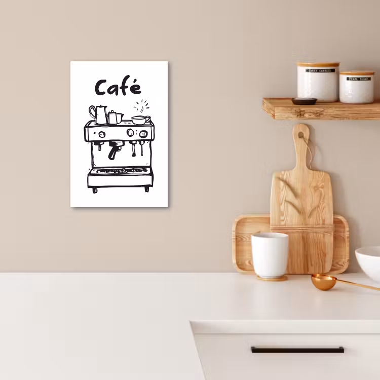 Leinwandbilder - Illustration - Cafe - Kaffeemaschine - Tassen — 5