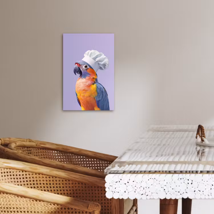 KitchenYeah - Küche - Leinwand - Papagei - Kochmütze - Lila - Süß — 3