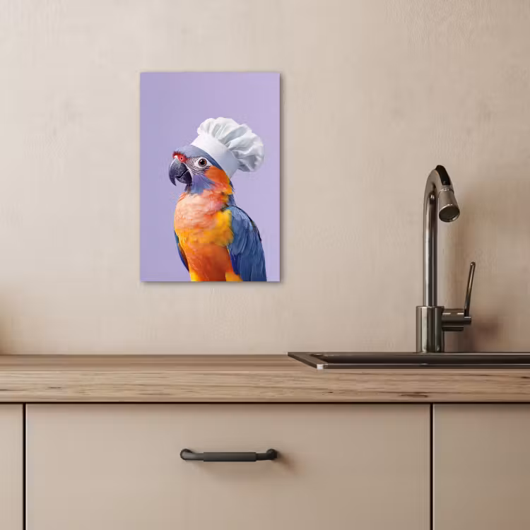 KitchenYeah - Küche - Leinwand - Papagei - Kochmütze - Lila - Süß — 4