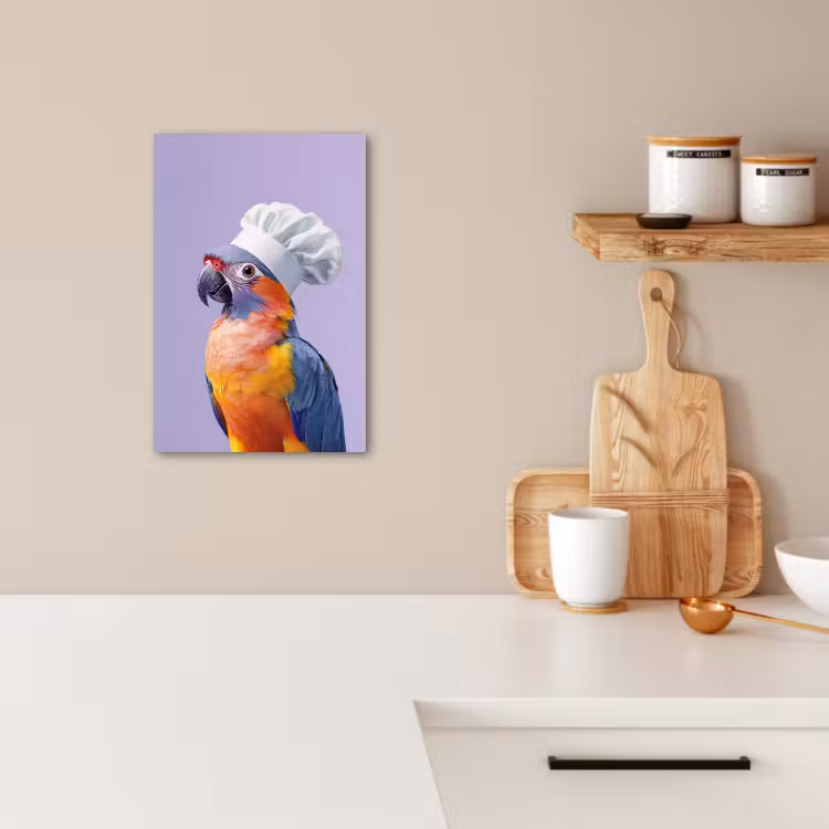 KitchenYeah - Küche - Leinwand - Papagei - Kochmütze - Lila - Süß — 5
