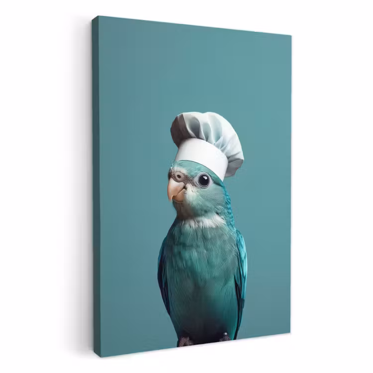 KitchenYeah - Küche - Leinwand - Wellensittich - Vogel - Kochmütze - Süß — 1