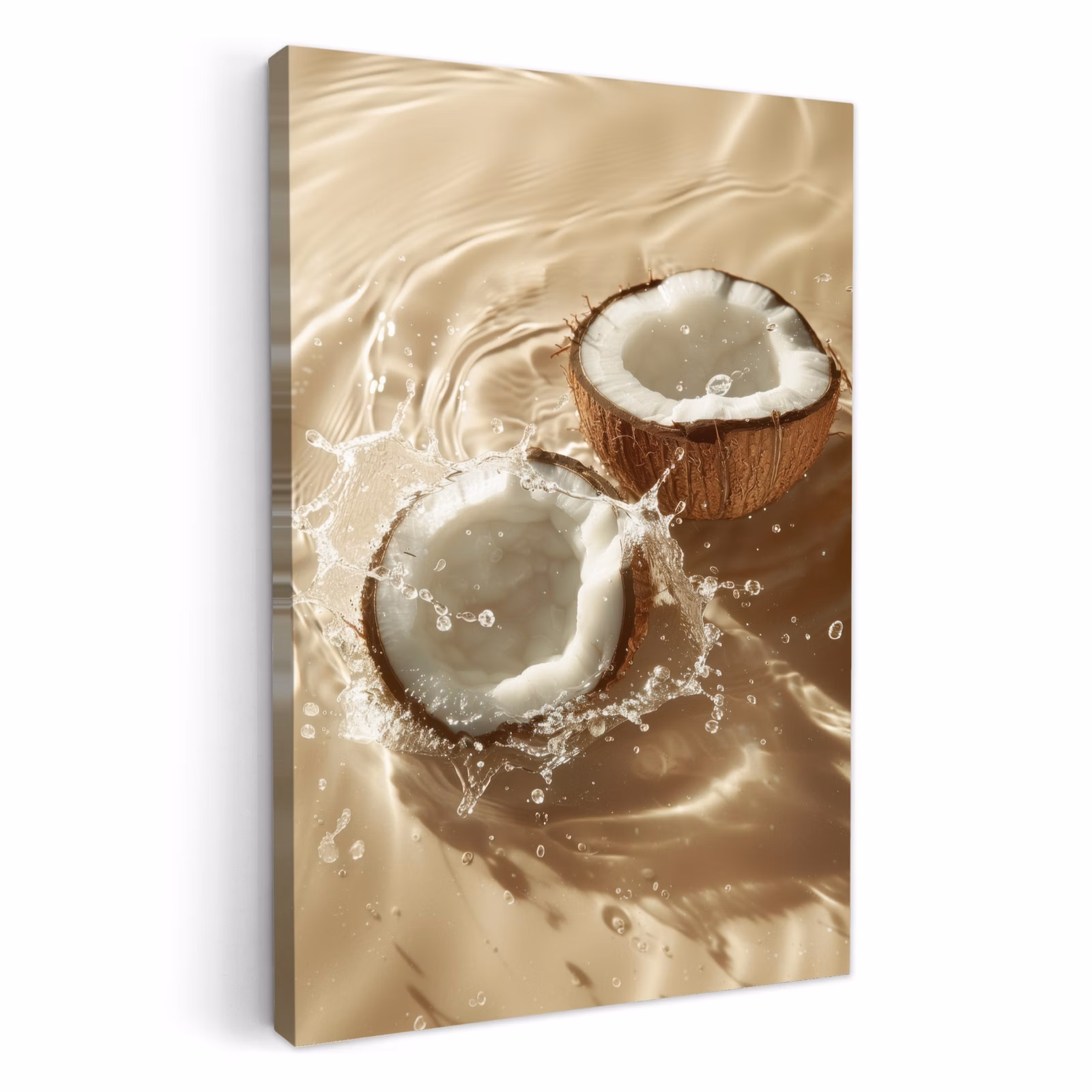 Leinwandbilder - Kokosnuss - Wasser - Beige - Spritzer — 1