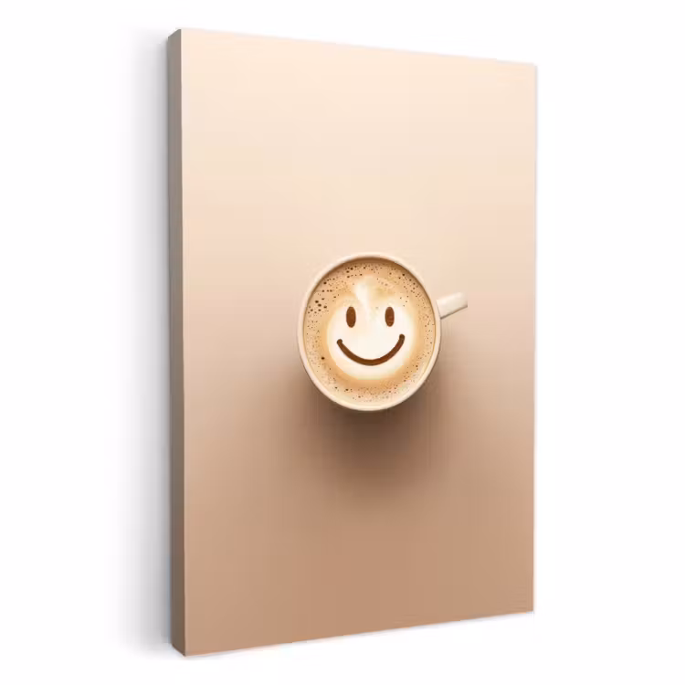 Leinwandbilder - Kaffee - Milchschaum - Lächeln - Beige — 1