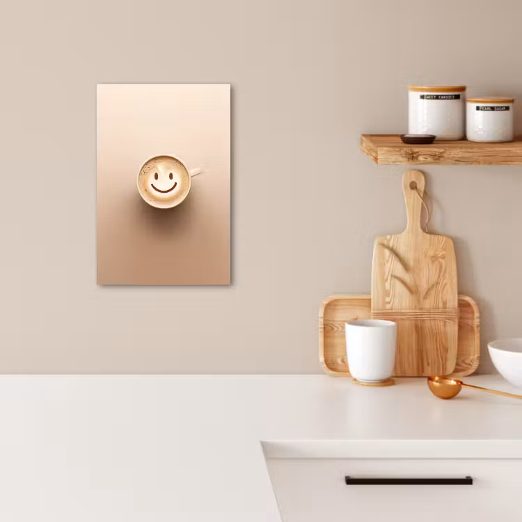Leinwandbilder - Kaffee - Milchschaum - Lächeln - Beige — 5