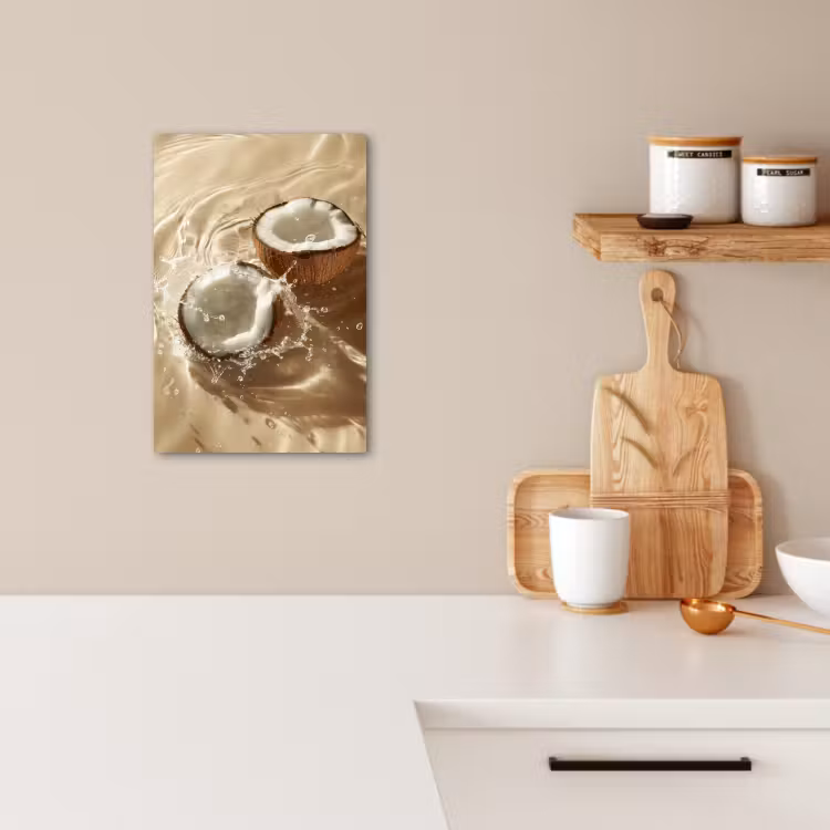 Leinwandbilder - Kokosnuss - Wasser - Beige - Spritzer — 3