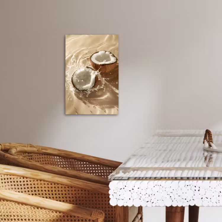Leinwandbilder - Kokosnuss - Wasser - Beige - Spritzer — 4