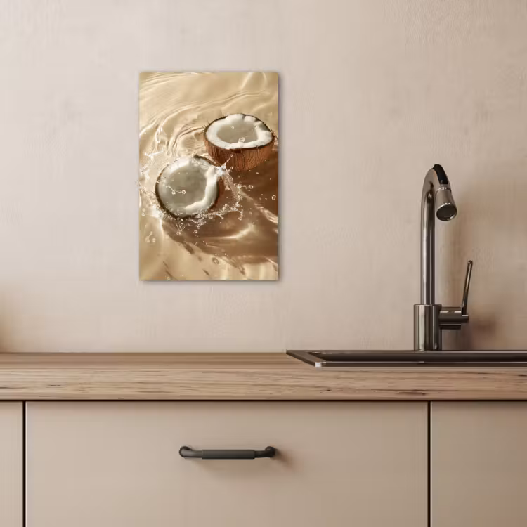 Leinwandbilder - Kokosnuss - Wasser - Beige - Spritzer — 5
