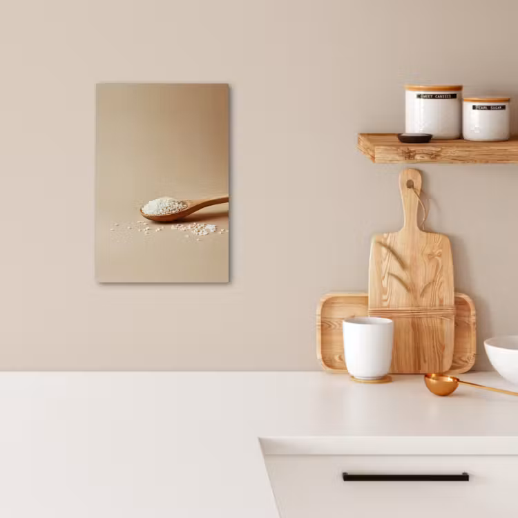 Leinwandbilder - Löffel - Reis - Holz - Beige — 1