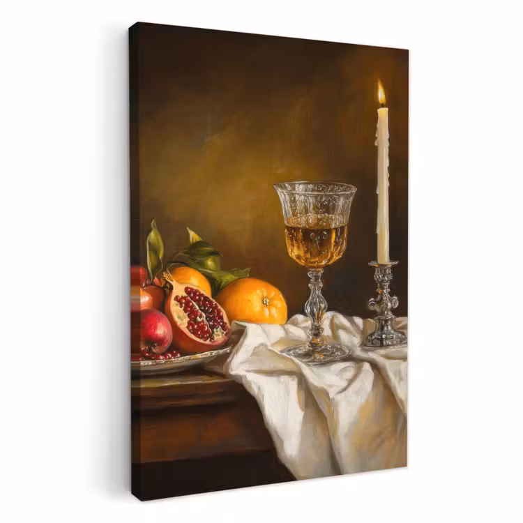 Leinwandbilder - Obst - Stilleben - Wein - Kerze — 1