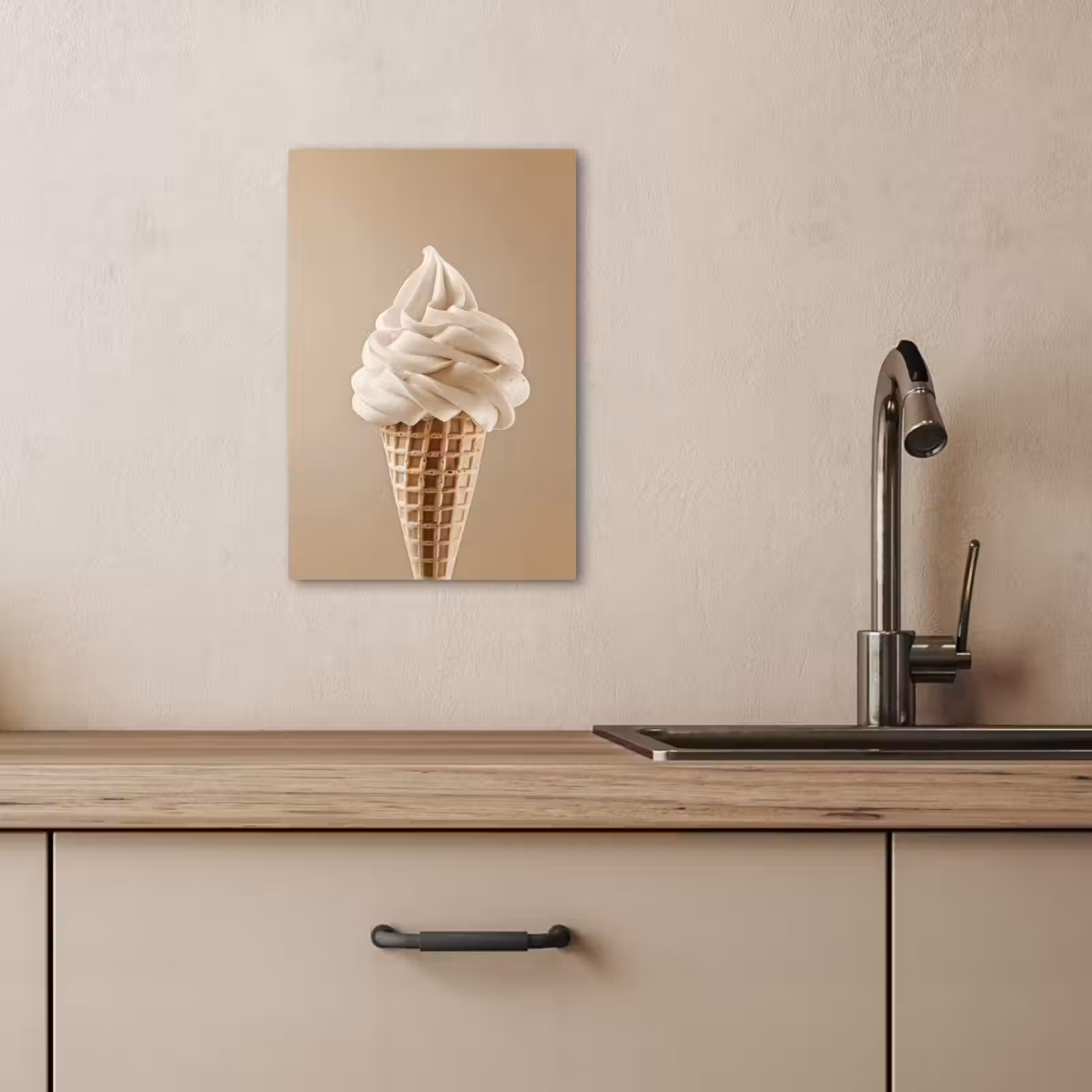 Leinwandbilder - Eiscreme - Softeis - Cremig - Horn - Beige — 1