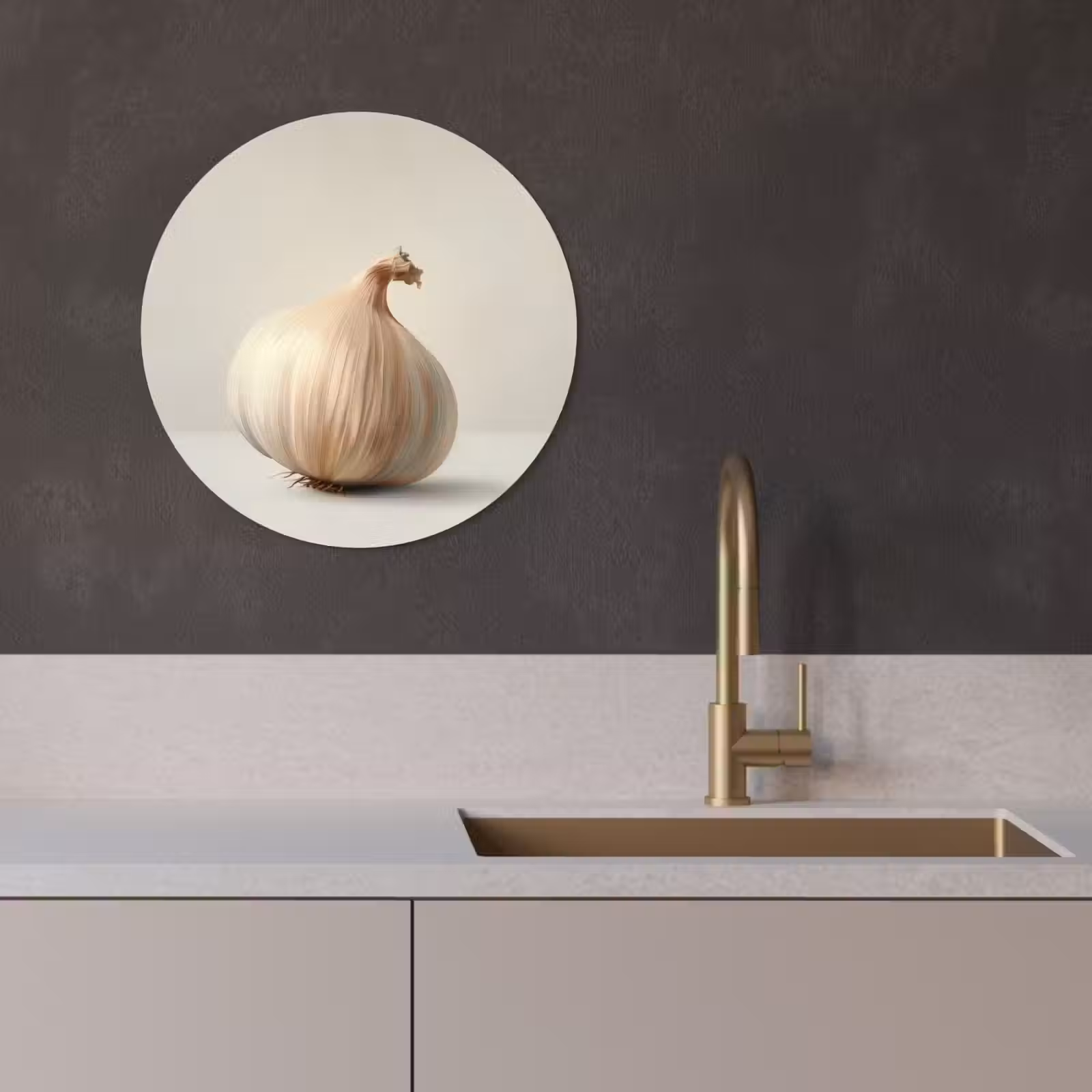 Runde Bilder - Knoblauch - Natürlich - Beige — 1