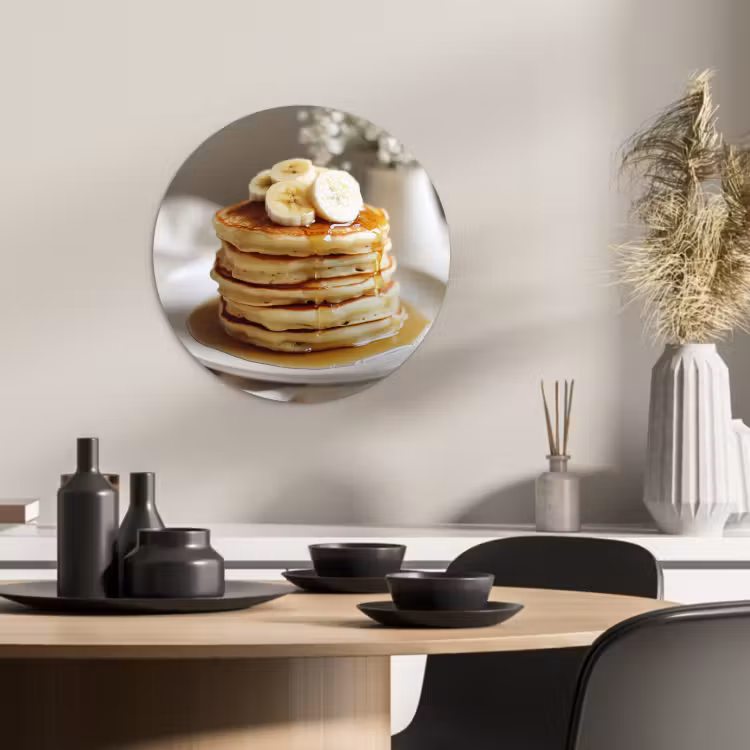 Runde Bilder - Pfannkuchen - Banane - Sirup - Weiß - Beige — 1