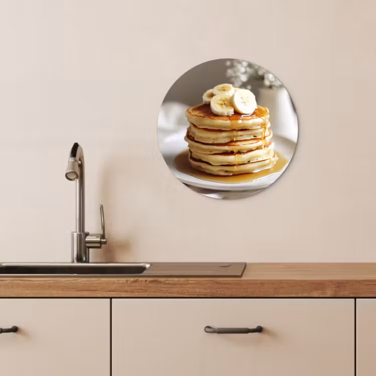 Runde Bilder - Pfannkuchen - Banane - Sirup - Weiß - Beige — 2