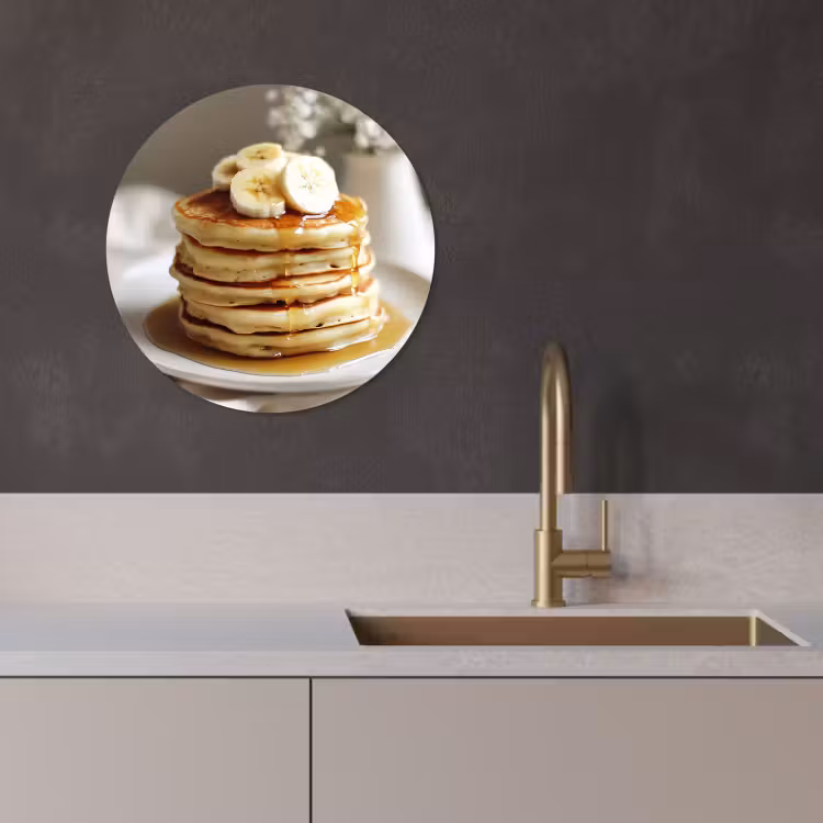 Runde Bilder - Pfannkuchen - Banane - Sirup - Weiß - Beige — 3