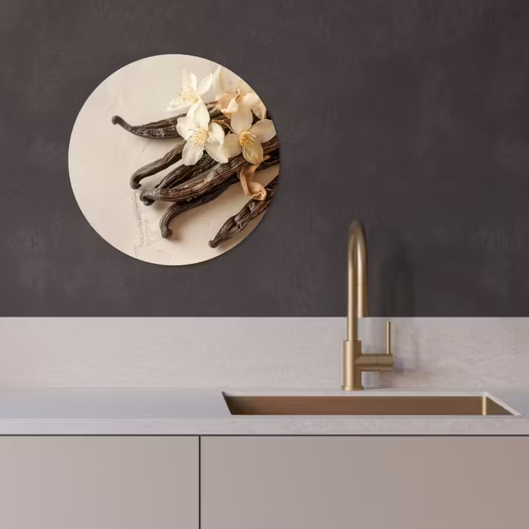 Runde Bilder - Vanille - Geblümt - Beige — 2