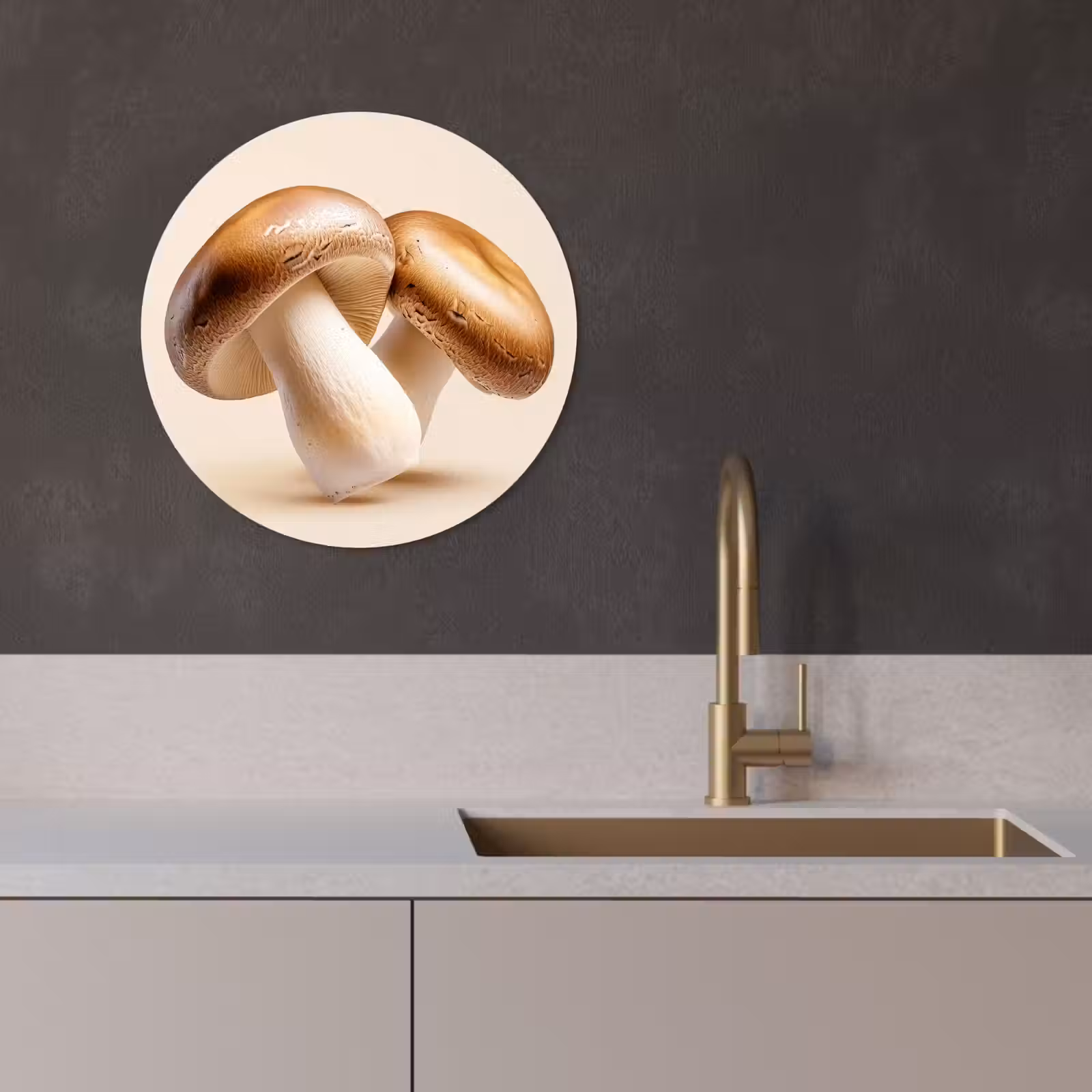 Runde Bilder - Pilze - Weich - Beige — 1