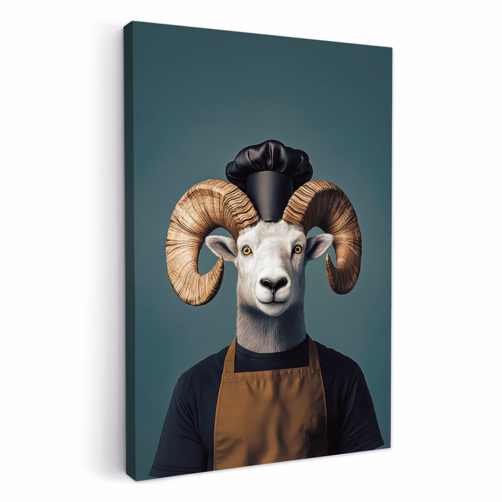 Leinwandbilder - Ziege - Hörner - Kochbekleidung — 1
