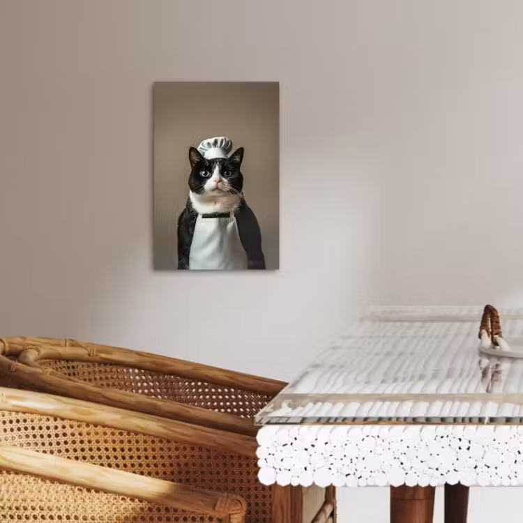 Leinwandbilder - Katze - Kochkleidung - Schwarz - Weiß — 3