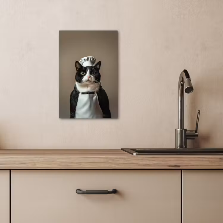 Leinwandbilder - Katze - Kochkleidung - Schwarz - Weiß — 4