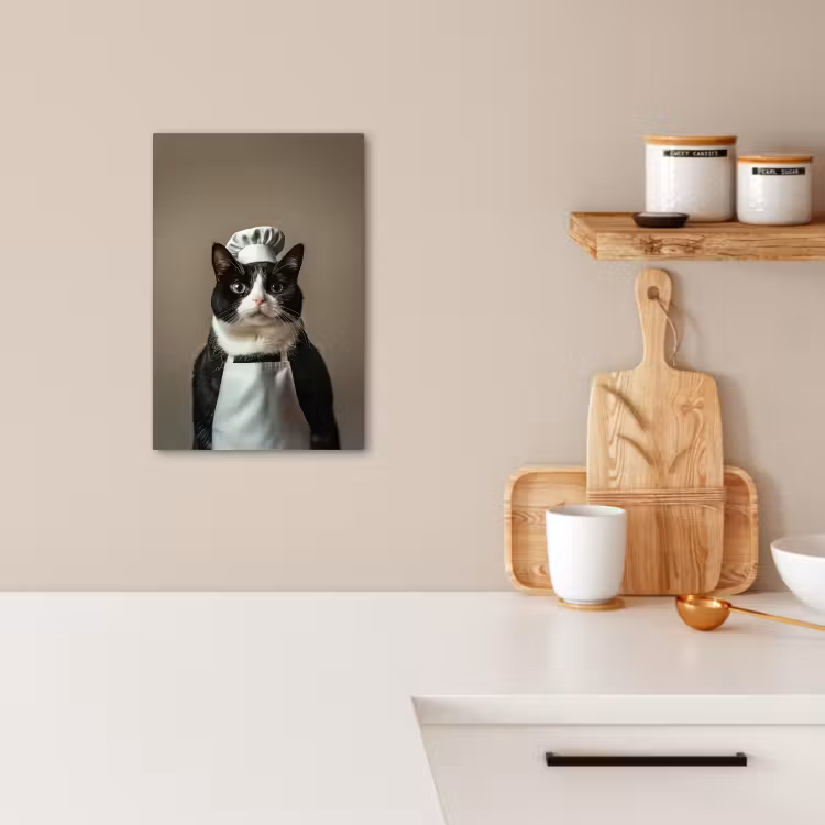 Leinwandbilder - Katze - Kochkleidung - Schwarz - Weiß — 5