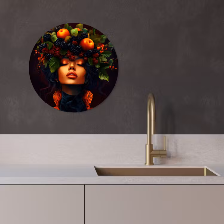 Runde Bilder - Frau - Schwarz - Beeren - Äpfel — 2
