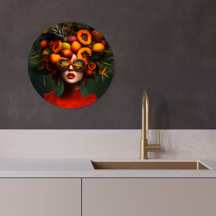 Runde Bilder - Frau - Früchte - Papaya - Ananas — 4