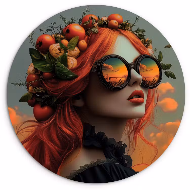 Runde Bilder - Frau - Krone - Tomate - Bascilicum - Sonnenbrille — 2