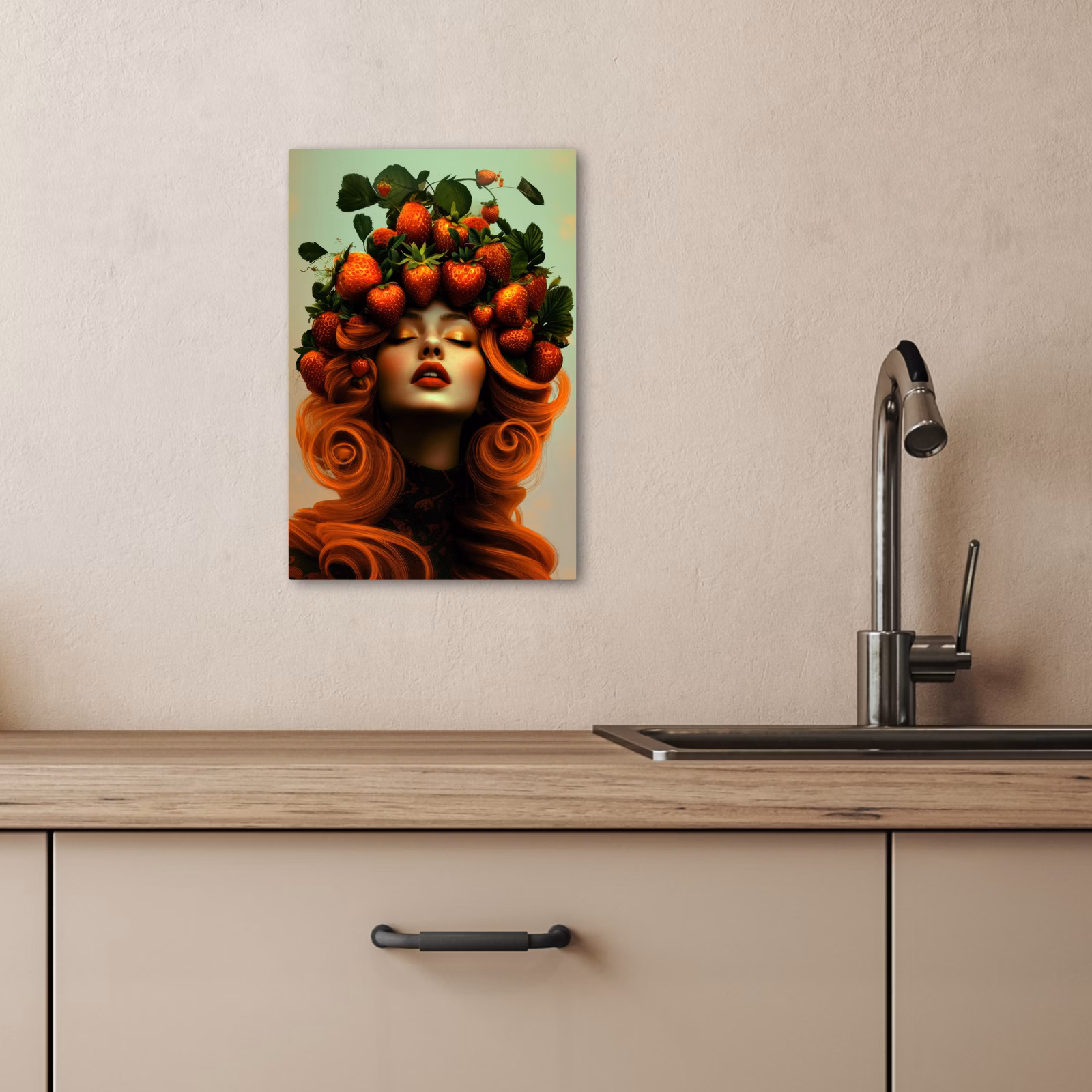 Leinwandbilder - Frau - Erdbeeren - Krone — 1