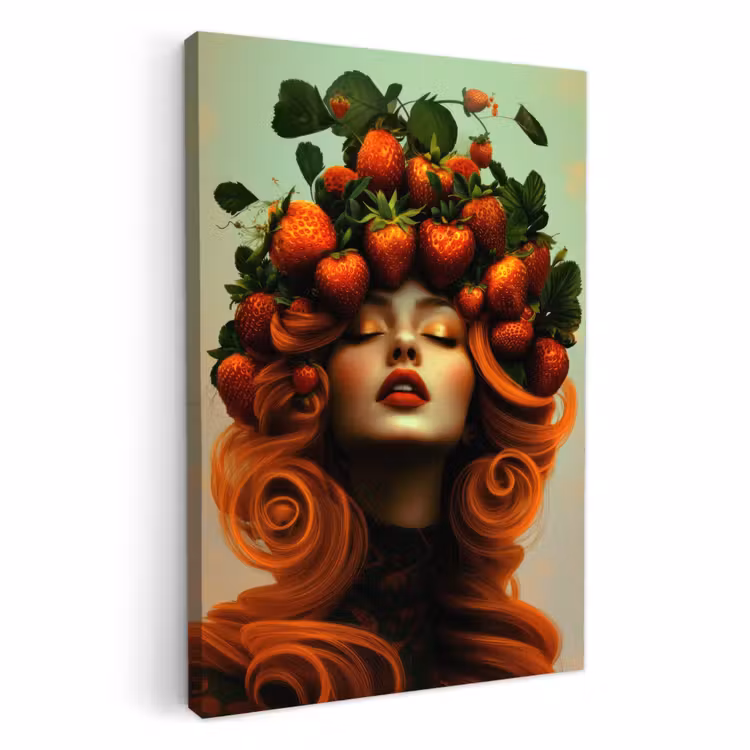 Leinwandbilder - Frau - Erdbeeren - Krone — 3