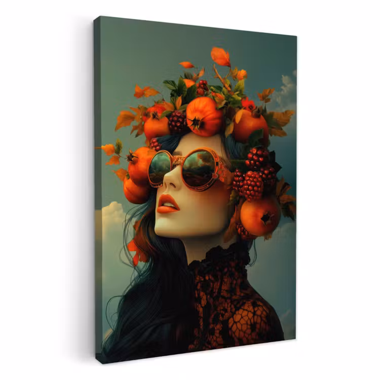Leinwandbilder - Frau - Granatapfel - Herbst - Sonnenbrille — 2