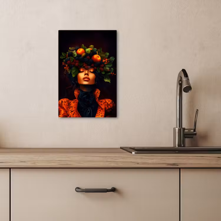 Leinwandbilder - Frau - Schwarz - Beeren - Äpfel — 5