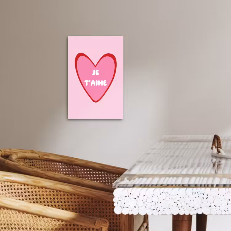 Leinwandbilder - Herz - Französisch - Valentinstag - Rosa — 1
