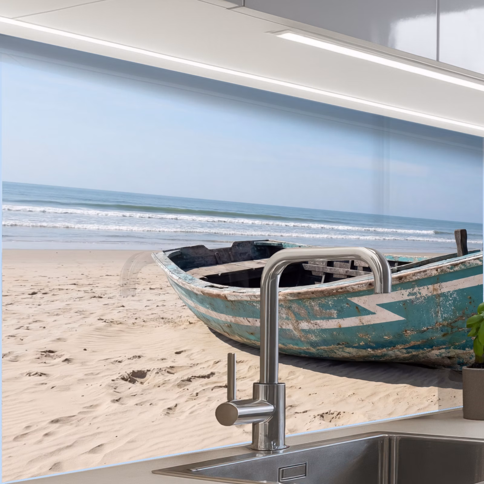 Küchenrückwand - Boot - Sandstrand - Meer — 1
