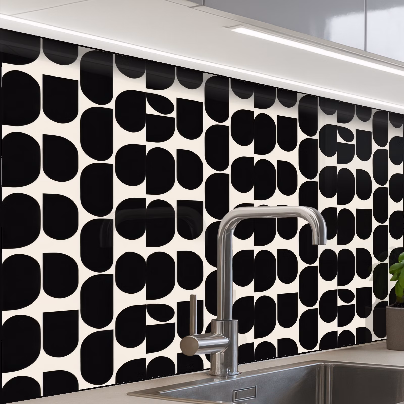 Küchenrückwand - Modern - Gemustert - Schwarz — 1