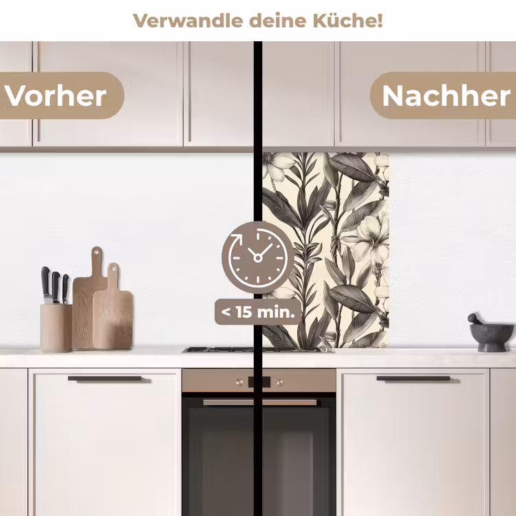 Küchenrückwand - Klassisch - Botanisch - Schwarz - Beige — 2