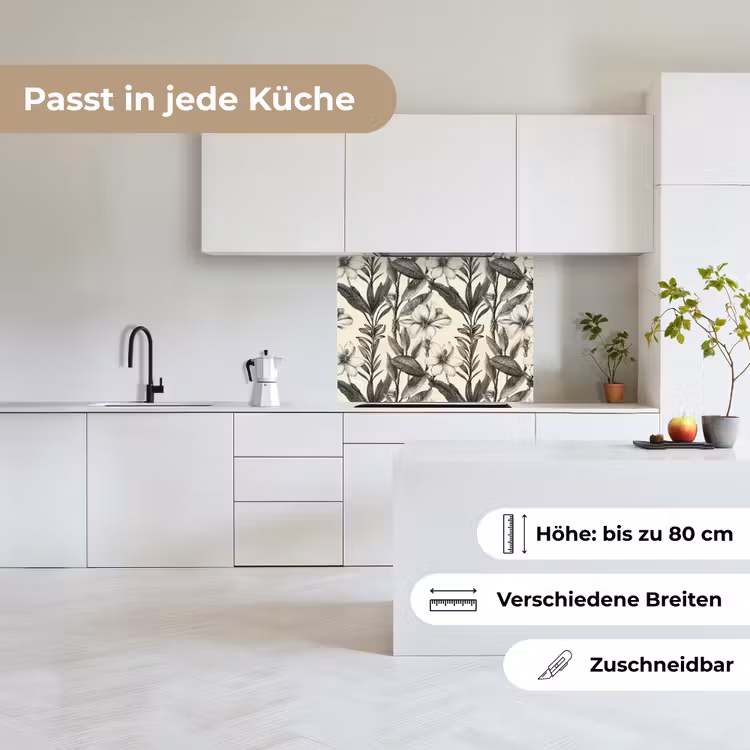 Küchenrückwand - Klassisch - Botanisch - Schwarz - Beige — 6