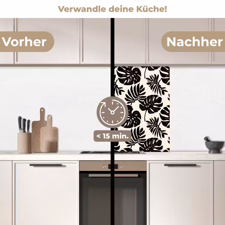 Küchenrückwand - Modern - Monstera - Schwarz — 2