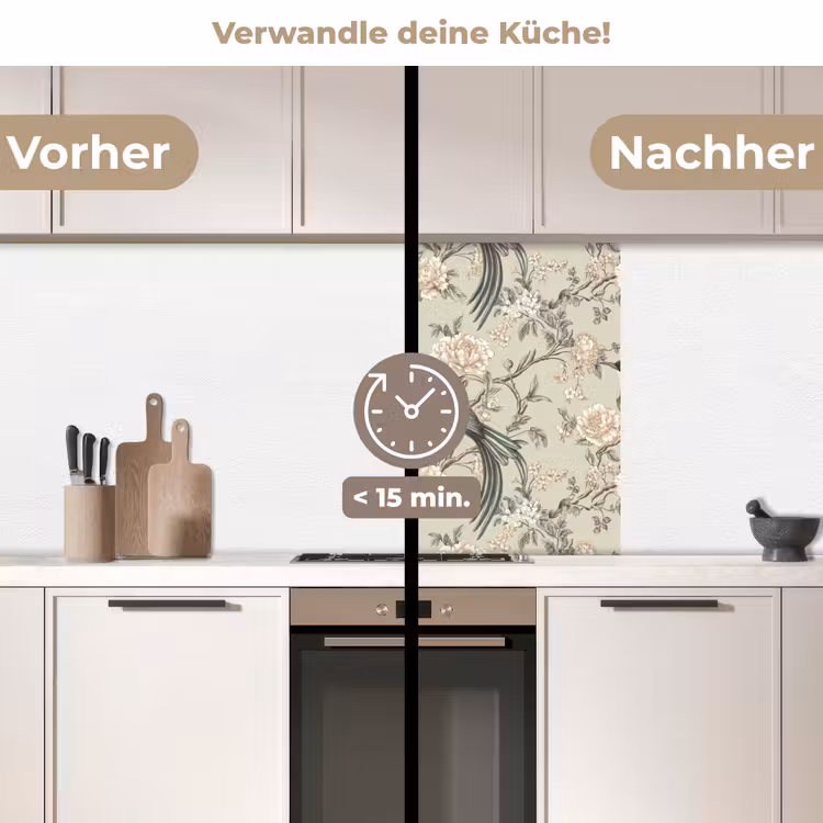 Küchenrückwand - Blume - Vogel - Farbenfroh — 2