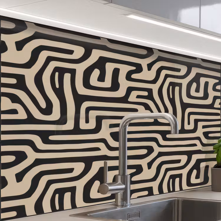 Küchenrückwand - Grafik - Linien - Schwarz — 1