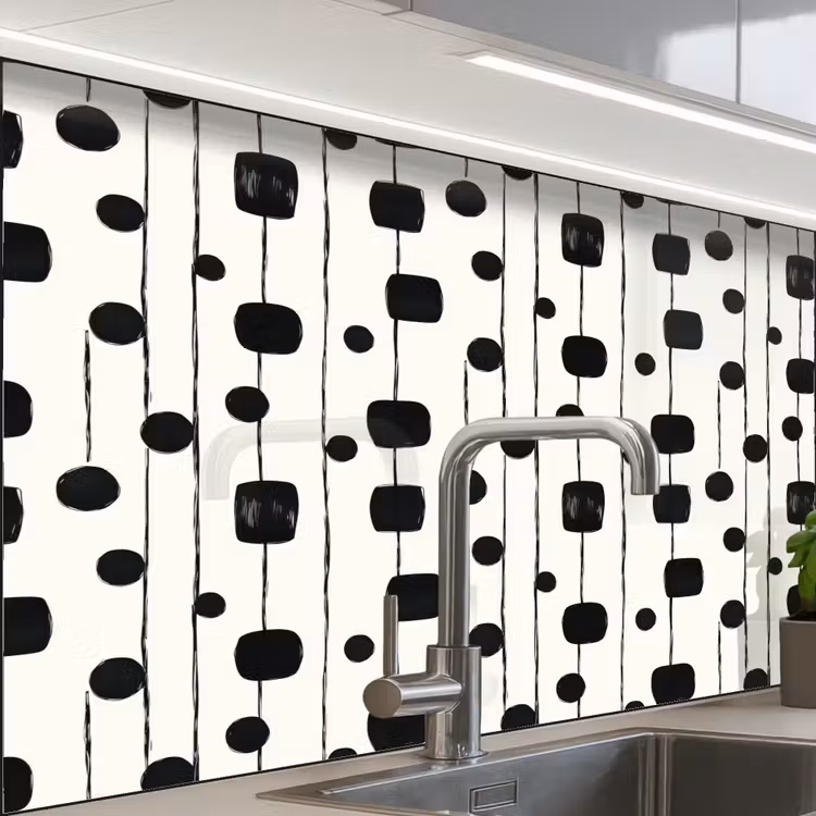 Küchenrückwand - Grafik - Modern - Schwarz — 1