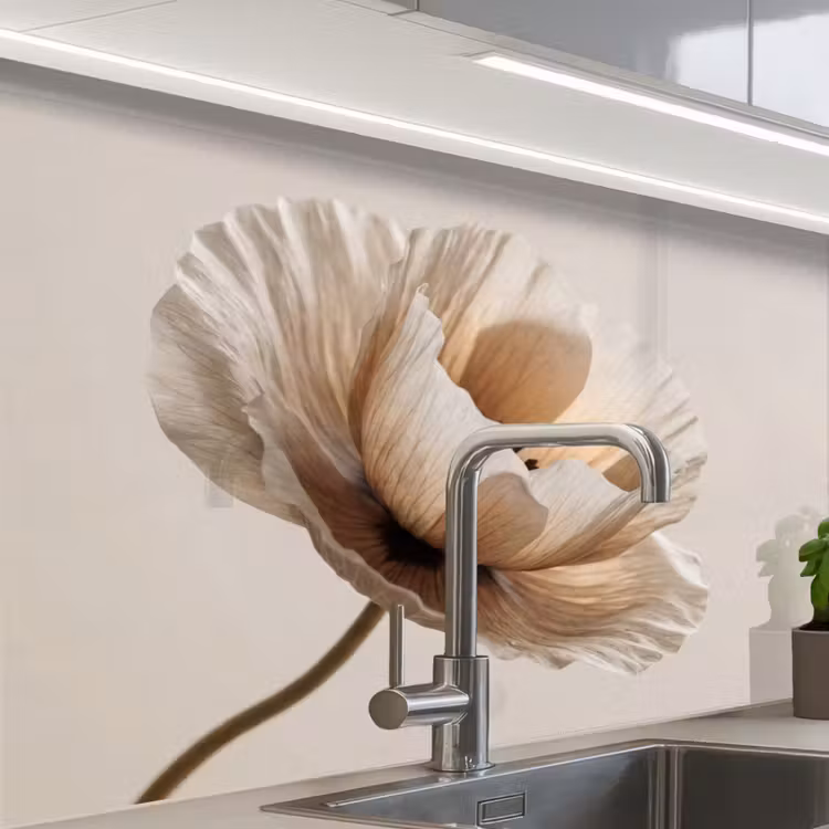 Küchenrückwand - Blume - Beige - Creme — 1