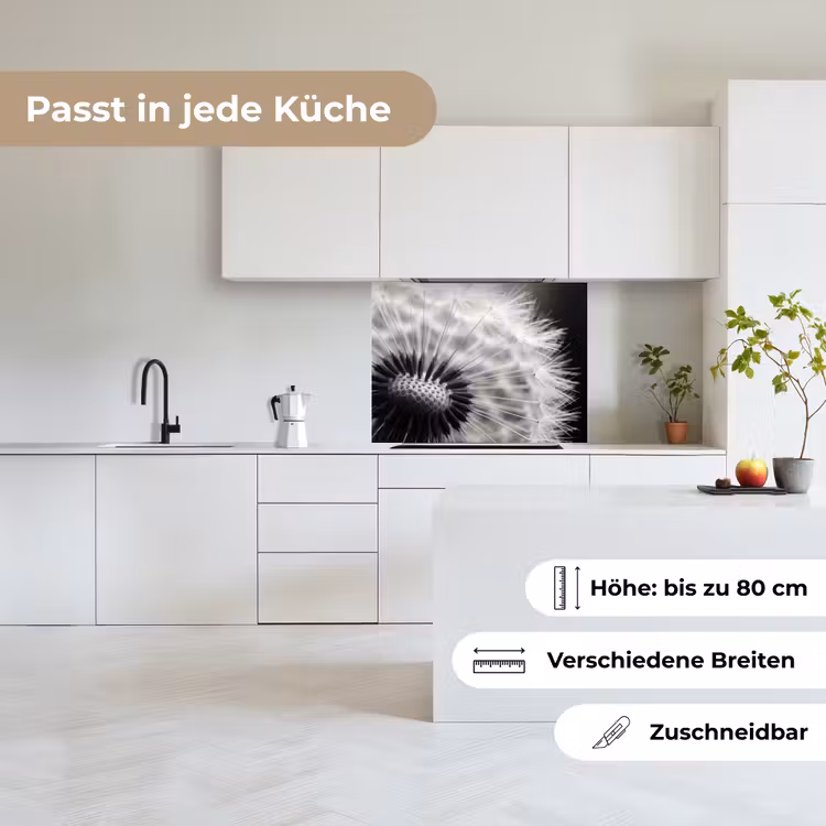Küchenrückwand - Pusteblume - Schwarz - Weiß — 6